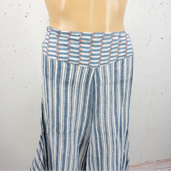 Blu Nomad size 1 XS Geo Blue Striped Wide Leg Bohemian Palazzo Pants Blunomad - Picture 2 of 15